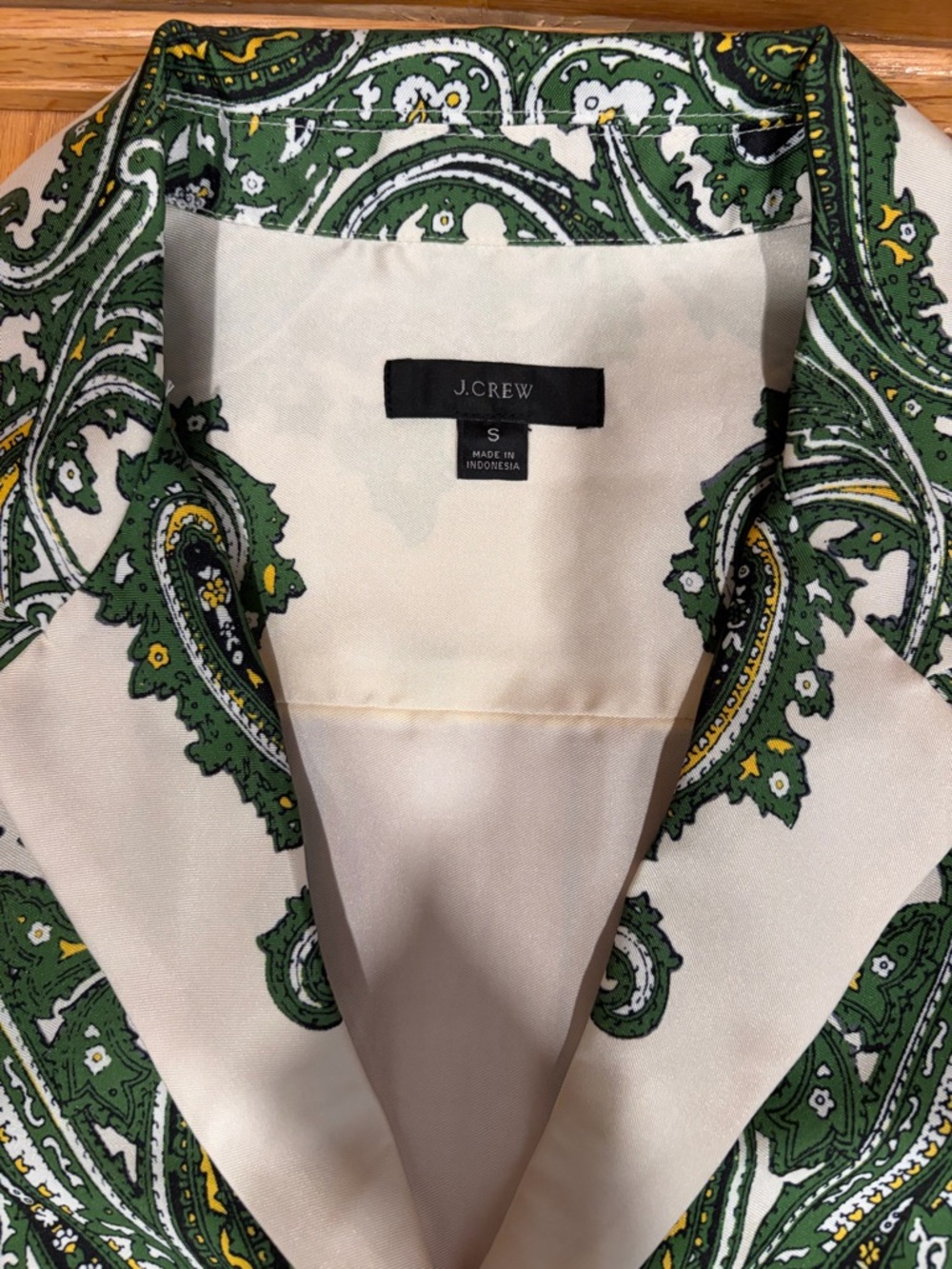 J. Crew Green and White Paisley Button-Front Jacket - Picture 4 of 4